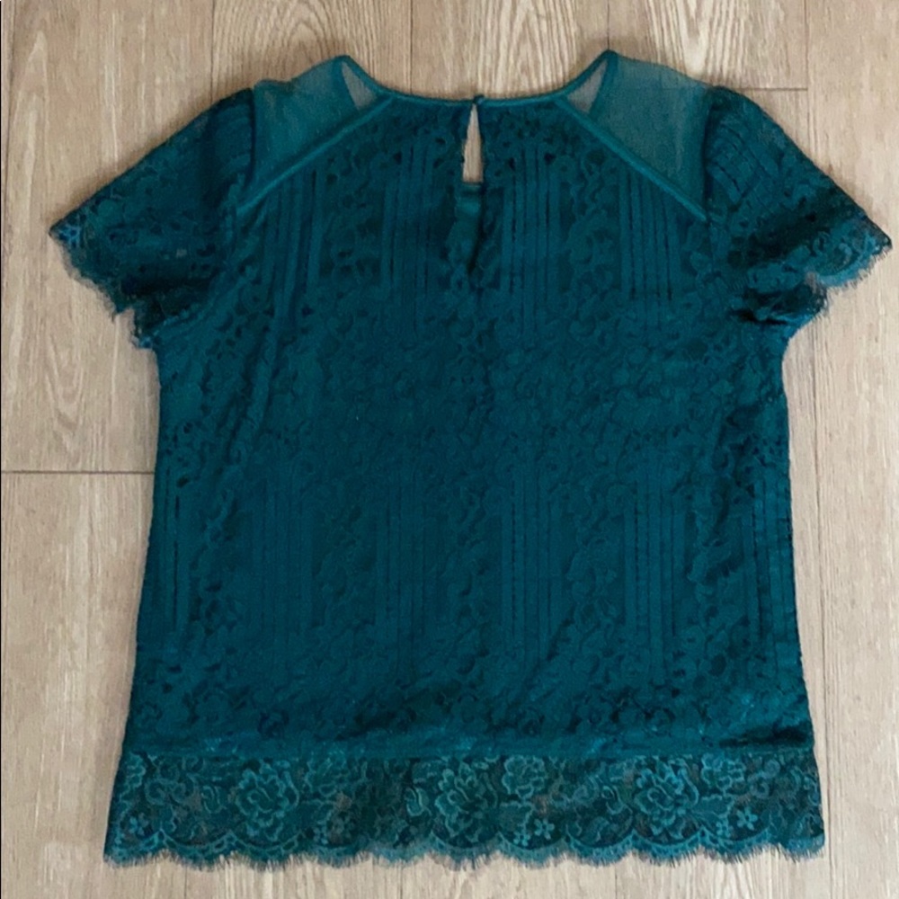 EXPRESS teal lace short sleeve blouse.